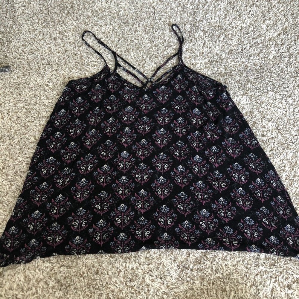 Mossimo Womens Floral  Print Strap Camisole Tank Top Size Large Sleevesless
